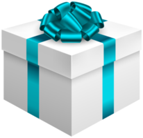 coffret cadeau blanc avec noeud bleu png