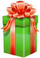 caja de regalo verde con lazo rojo png