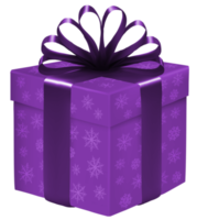 coffret cadeau violet avec des flocons de neige png