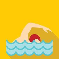 Swimmer crawling in pool icon, flat style vector