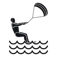 man takes part at kitesurfing icon, simple style vector