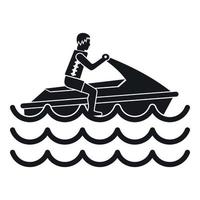 Man on jet ski rides icon, simple style vector