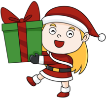 carino cartone animato Santa lina allegro Natale png