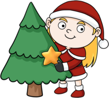 lindo desenho animado santa lina feliz natal png