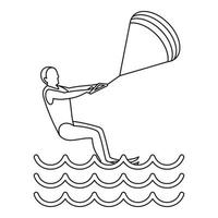 Kitesurfing icon, simple style vector