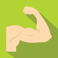 Arm showing biceps muscle icon, flat style vector