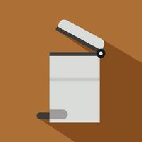 Steel trashcan icon, flat style vector