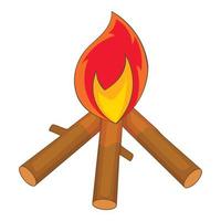 Burning bonfire icon, cartoon style vector