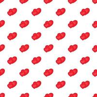 Red hearts pattern, cartoon style vector