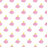 Piggy bank with coin pattern, cartoon style vector