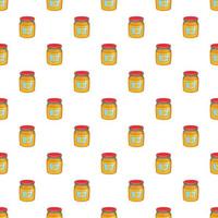 Jar of honey pattern, cartoon style vector