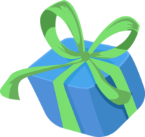 blue gift box with green ribbon