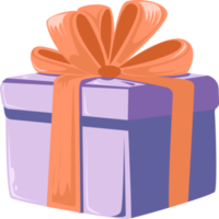 purple gift box with peach ribbon png