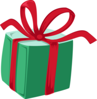 grüne Geschenkbox mit rotem Band png