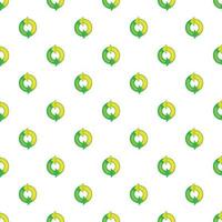 Green refresh arrows pattern, cartoon style vector