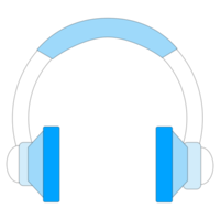 Blue and white headphone design on transparent background. png