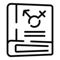 vector de contorno de icono de libro de educación sexual. salud sexual