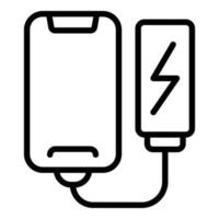 Full charging phone icon outline vector. Power charger vector
