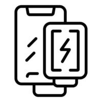 vector de contorno de icono de powerbank de marca de teléfono inteligente. cargador de energía