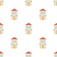 Cottage with an arched door and red roof pattern seamless vector