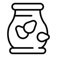 vector de contorno de icono de jarra de leche de almendras. planta de soja