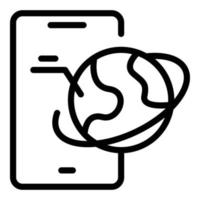 Earth phone move icon outline vector. Distance motion vector