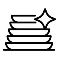 Clean dish stack icon outline vector. Wash label vector