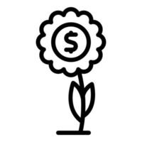 vector de contorno de icono de flor de finanzas. ingreso laboral
