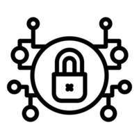 Digital lock icon outline vector. Data secure vector