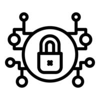 Digital lock icon outline vector. Data secure vector