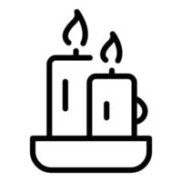 Burning candles icon outline vector. Aroma cream vector