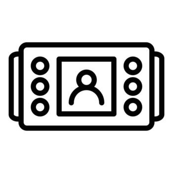 vector de contorno de icono de intercomunicador de vídeo electrónico. sistema de puerta