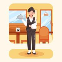 Cute Women Waitress Serving a Food vector