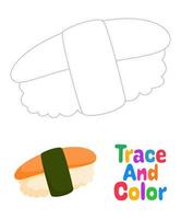 Sushi tracing worksheet for kids vector