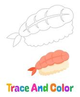 Sushi tracing worksheet for kids vector