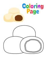 página para colorear con mochi para niños vector