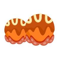 Takoyaki in flat style isolated vector