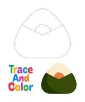 Onigiri tracing worksheet for kids vector