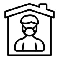 Self isolation mask icon outline vector. Home people vector