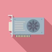 Mining video card icon flat vector. Computer gpu vector