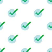Hand drawn green tick pattern seamless vector