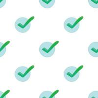 Hand drawn green tick pattern seamless vector