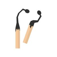 Burned wood matches icon flat isolated vector