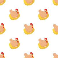 Hen in the nest pattern seamless vector