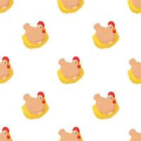 Hen in the nest pattern seamless vector