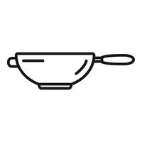 vector de contorno de icono de sartén de wok limpio. estufa de aceite