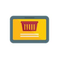 Shop tablet basket icon flat isolated vector