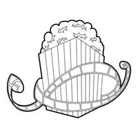 Film and popcorn icon, outline style vector