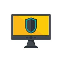 Computer security shield icon flat isolated vector