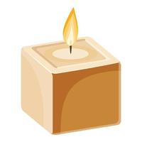 Cube-shape candle icon, cartoon style vector